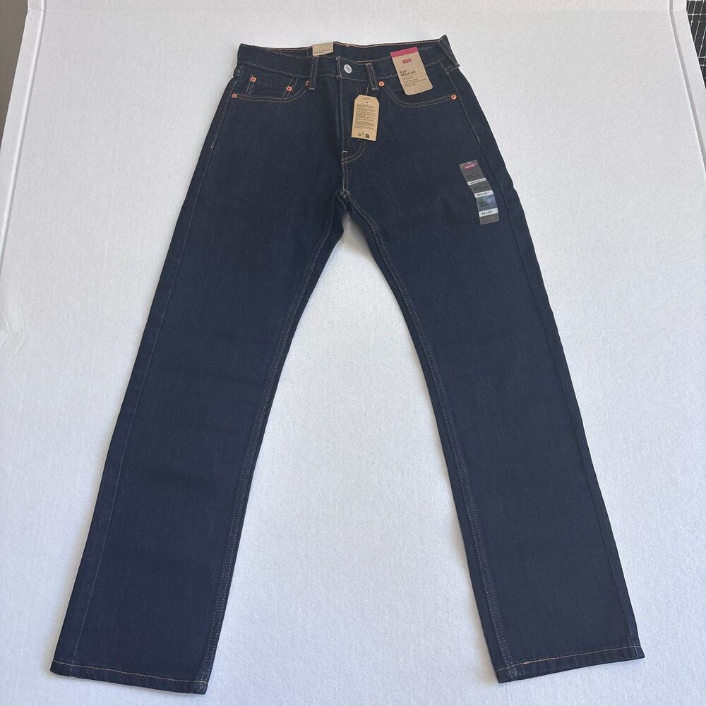 Levi's 505 Regular Straight Leg Jeans Mens 30x32 Dark Wash Cotton Western 0216